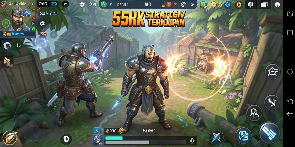 Screenshot gameplay 55RK menunjukkan pertempuran strategis yang mendebarkan.