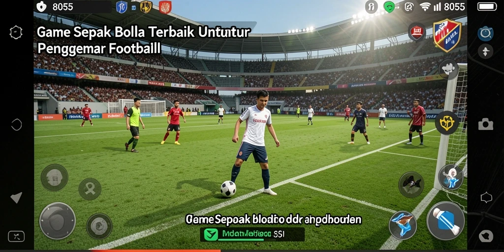 Tampilan gameplay seru di lapangan sepak bola.