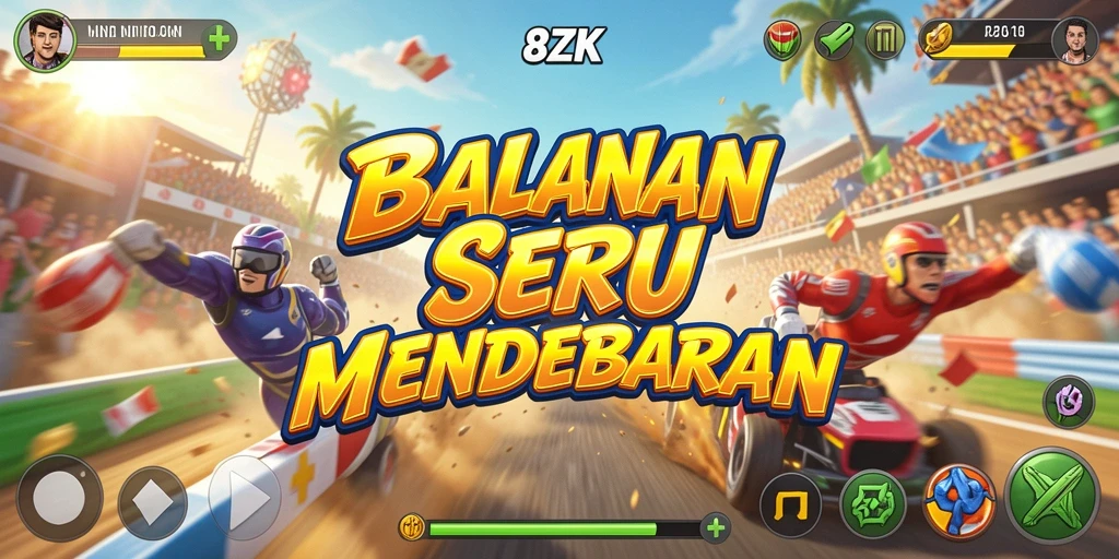 Tampilan gameplay 8ZK yang mendebarkan saat balapan.