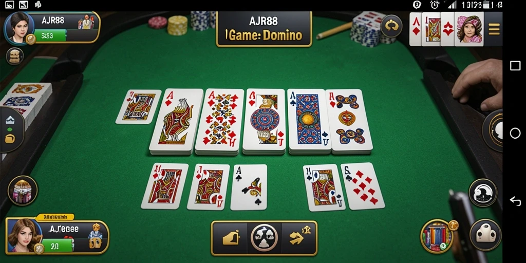 Screenshot gameplay menunjukkan keseruan bermain Domino di AJR88.