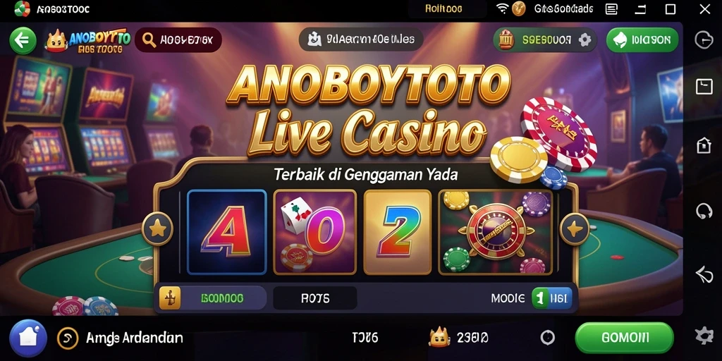 Screenshot gameplay ANOBOYTOTO menampilkan suasana kasino yang mendebarkan.