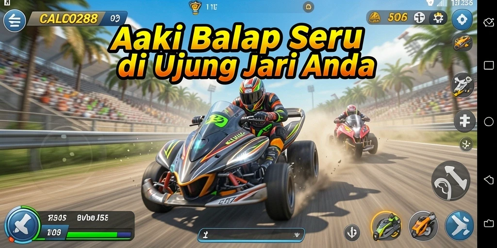 Gameplay balap seru dalam CALO288 dengan mobil keren.