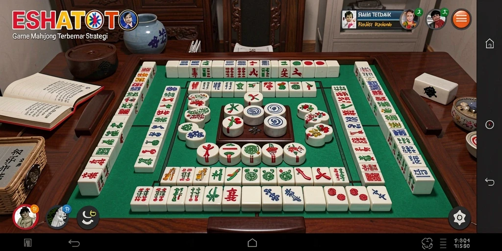 Tampilan gameplay menantang di ESHATOTO dengan ubin Mahjong.