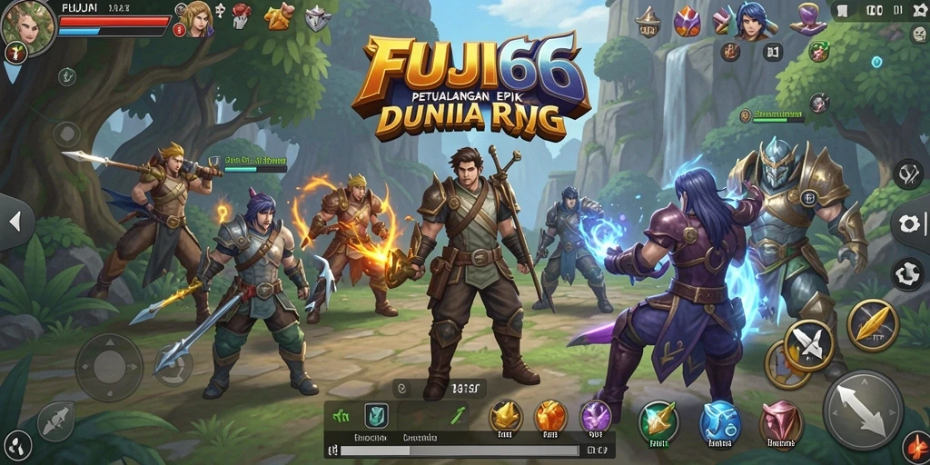 Tangkapan layar utama FUJI66 menampilkan aksi epik dalam pertempuran RPG.