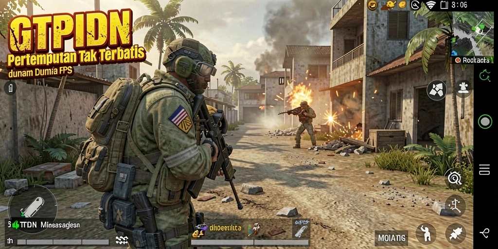 Tampilan menarik dari gameplay GTPIDN di arena FPS.