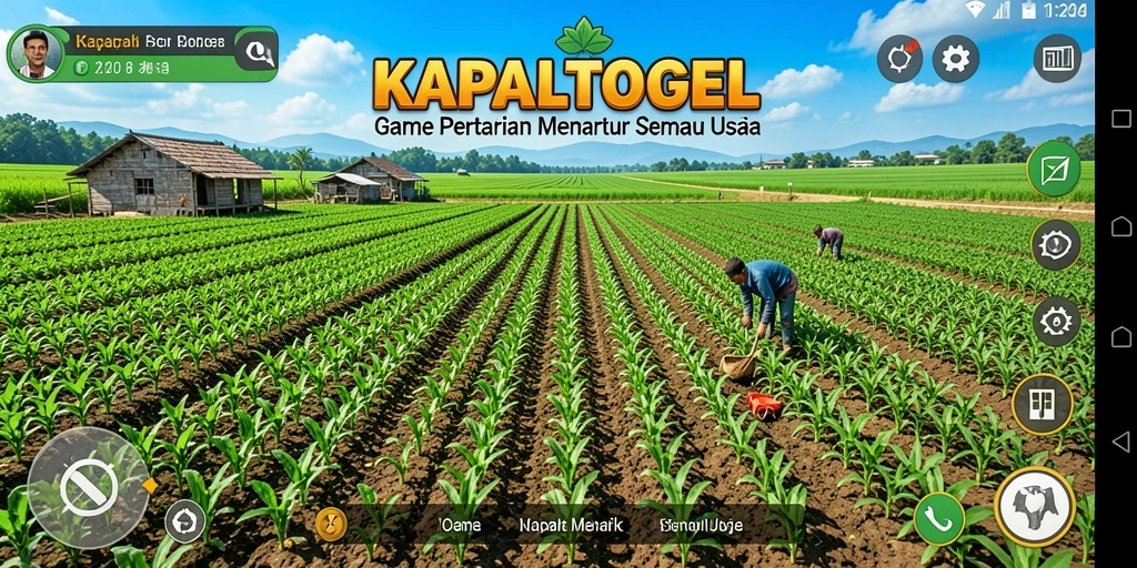Screenshot gameplay KAPALTOGEL yang menunjukkan aktivitas bertani.
