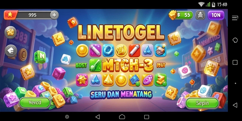 Tampilan gameplay LINETOGEL yang seru dalam format Match-3.