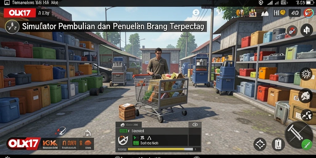 Tampilan gameplay OLX17 menampilkan transaksi jual beli barang secara online.