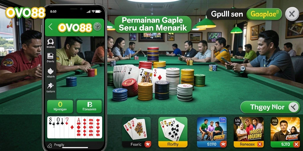 Tampilan gameplay seru dari OVO88 dalam permainan Gaple.