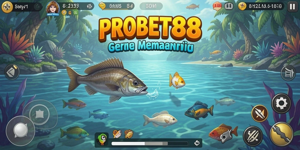 Screenshot gameplay PROBET88 menunjukkan keseruan memancing dengan grafis yang indah.