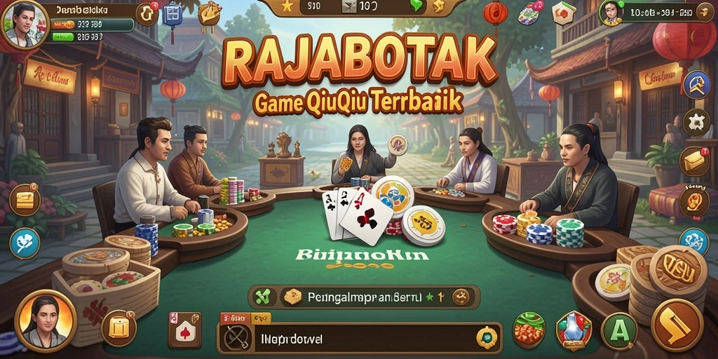 Screenshot utama RAJABOTAK menunjukkan gameplay QiuQiu yang seru dan interaktif.