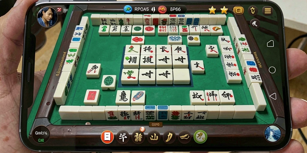 Screenshot gameplay RP66 yang menampilkan ubin Mahjong yang indah.