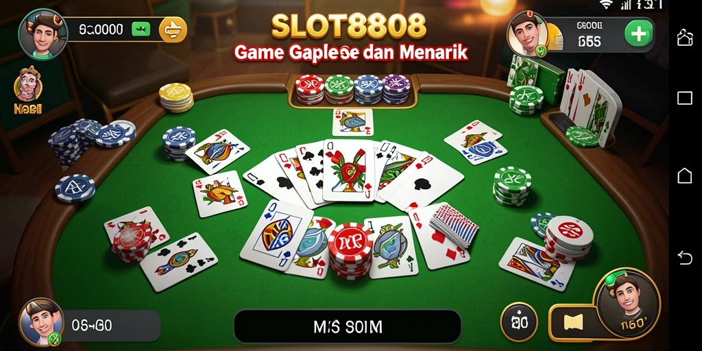 Screenshot gameplay SLOT8808 menampilkan suasana seru permainan Gaple.