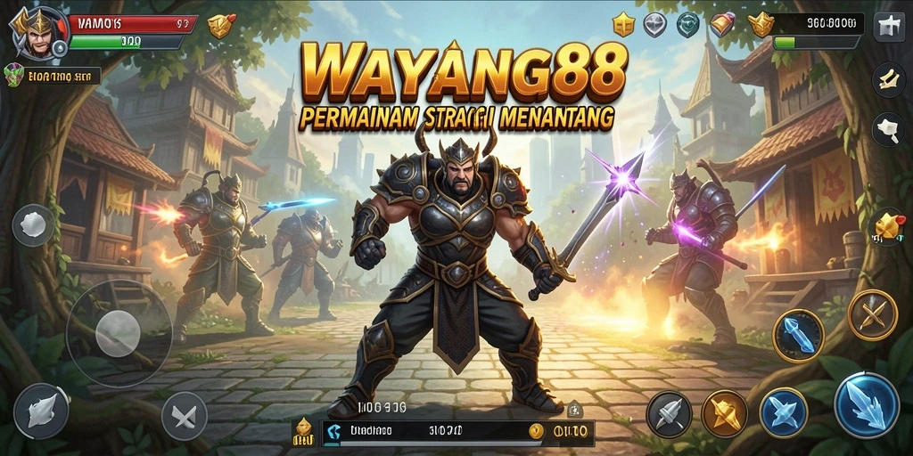 Tampilan dinamis gameplay WAYANG88 dengan karakter wayang yang menarik.